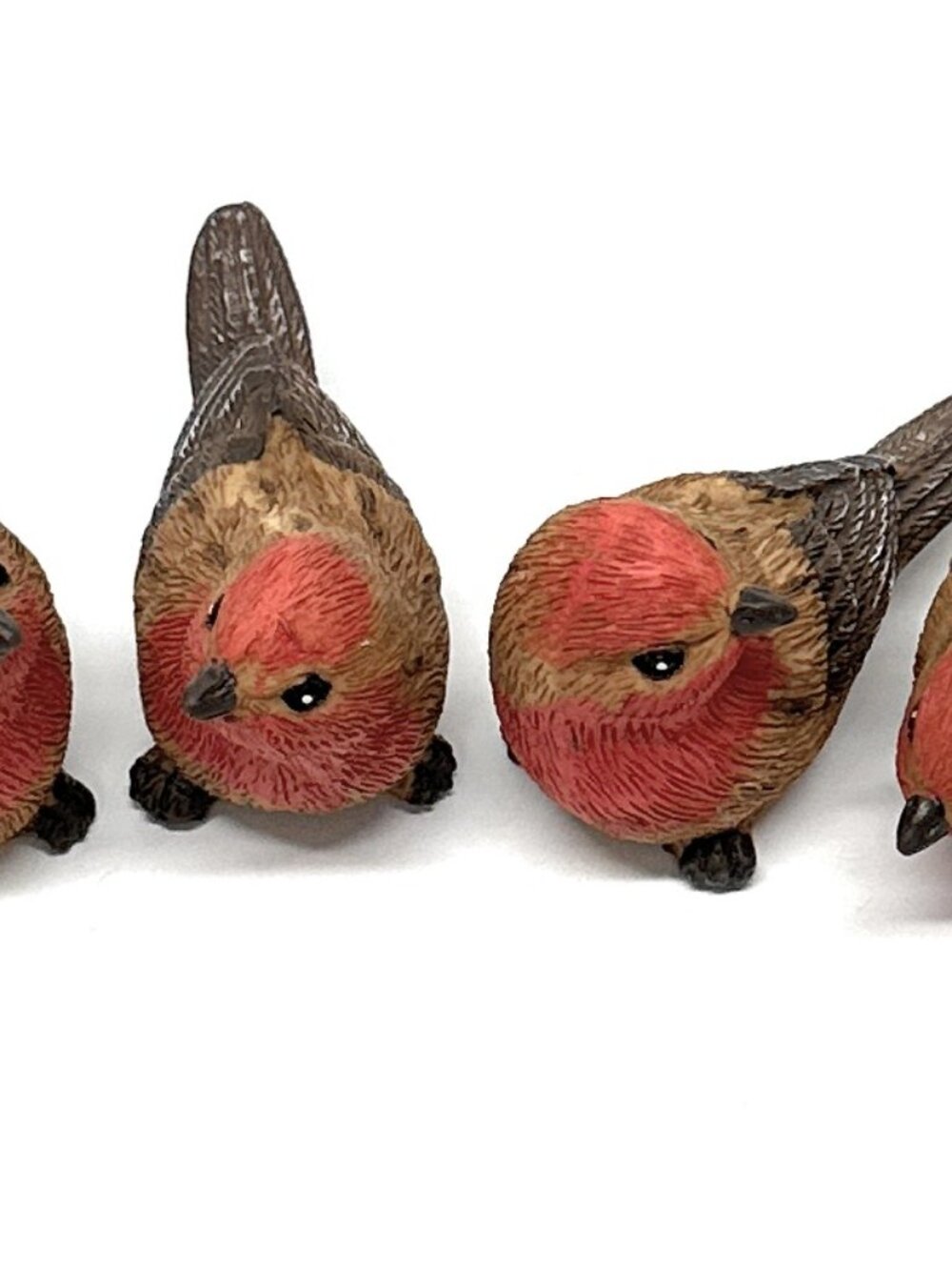 Beautiful set of 4 mini red/brown birds, 4 different poses made of Resin
